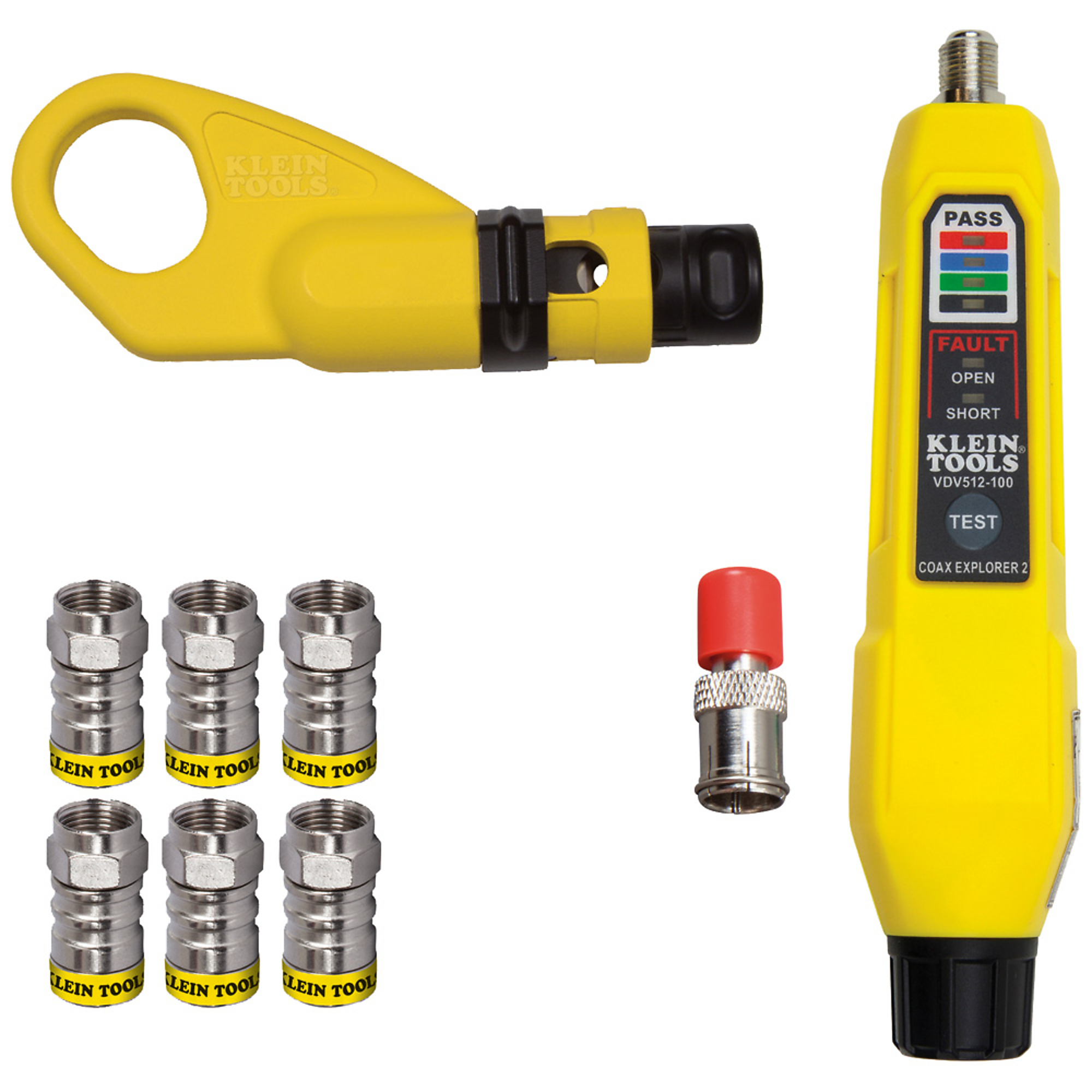Klein Tools, Coax Push-On Connector Installation and Test Kit, Model# VDV002-820
